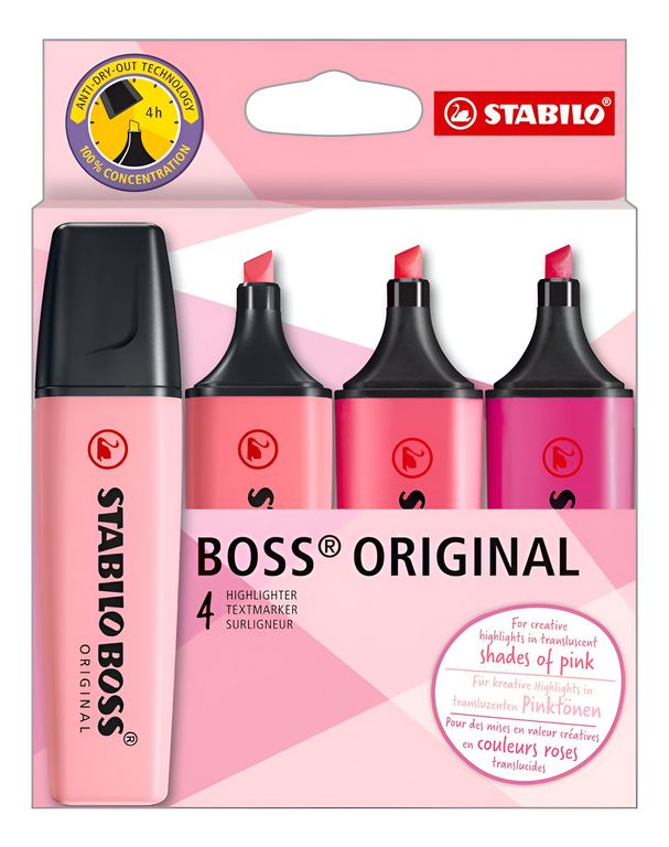 Destacador Boss Original Shades Of Pink Estuche De 4