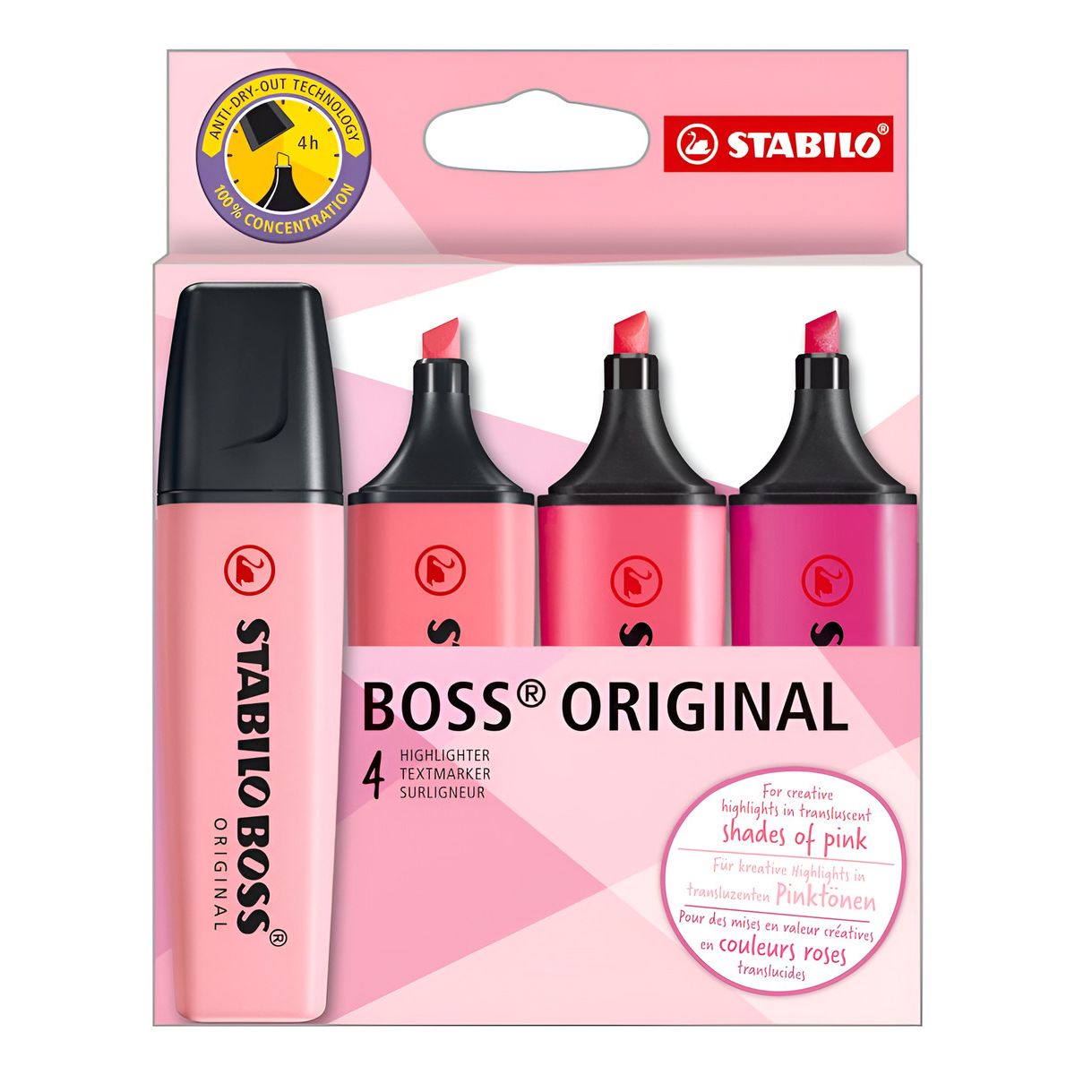 STABILO - Stabilo Destacador Boss Original Shades Of Pink Estuche De 4