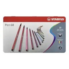 STABILO - Lápices Pen 68 Caja Metálica 30 Unidades