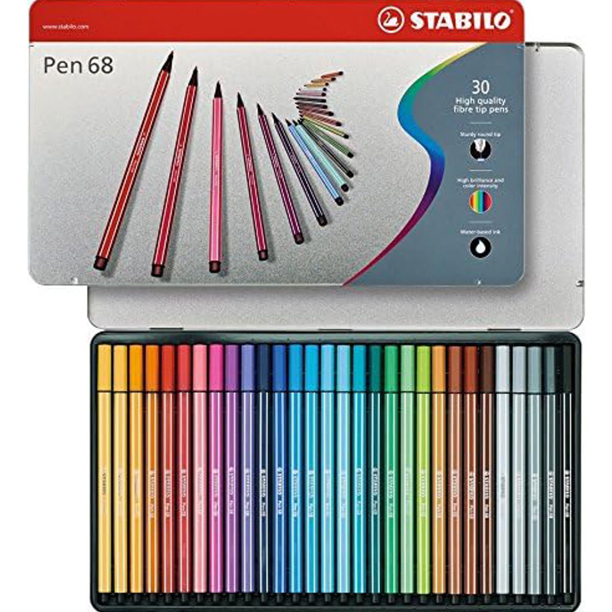 STABILO - Stabilo Lápices Pen 68 Caja Metálica 30 Unidades