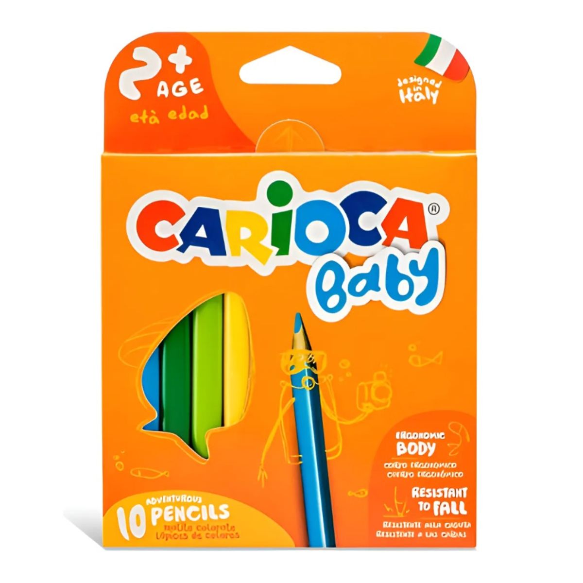 CARIOCA - Lapices Triangulares Baby 2 AÑOS + 10 Colores