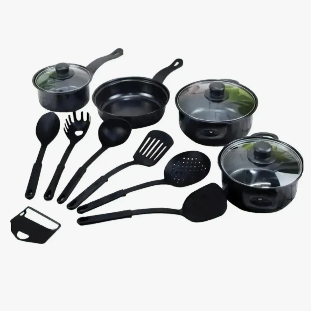 IRM - Set De Ollas Antiadherente Cookware Set 13 Piezas Negro Negro