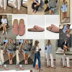 BOVINITA - Zueco Mujer Plataforma Sandalia Rosa Mule Gamuza Liviana