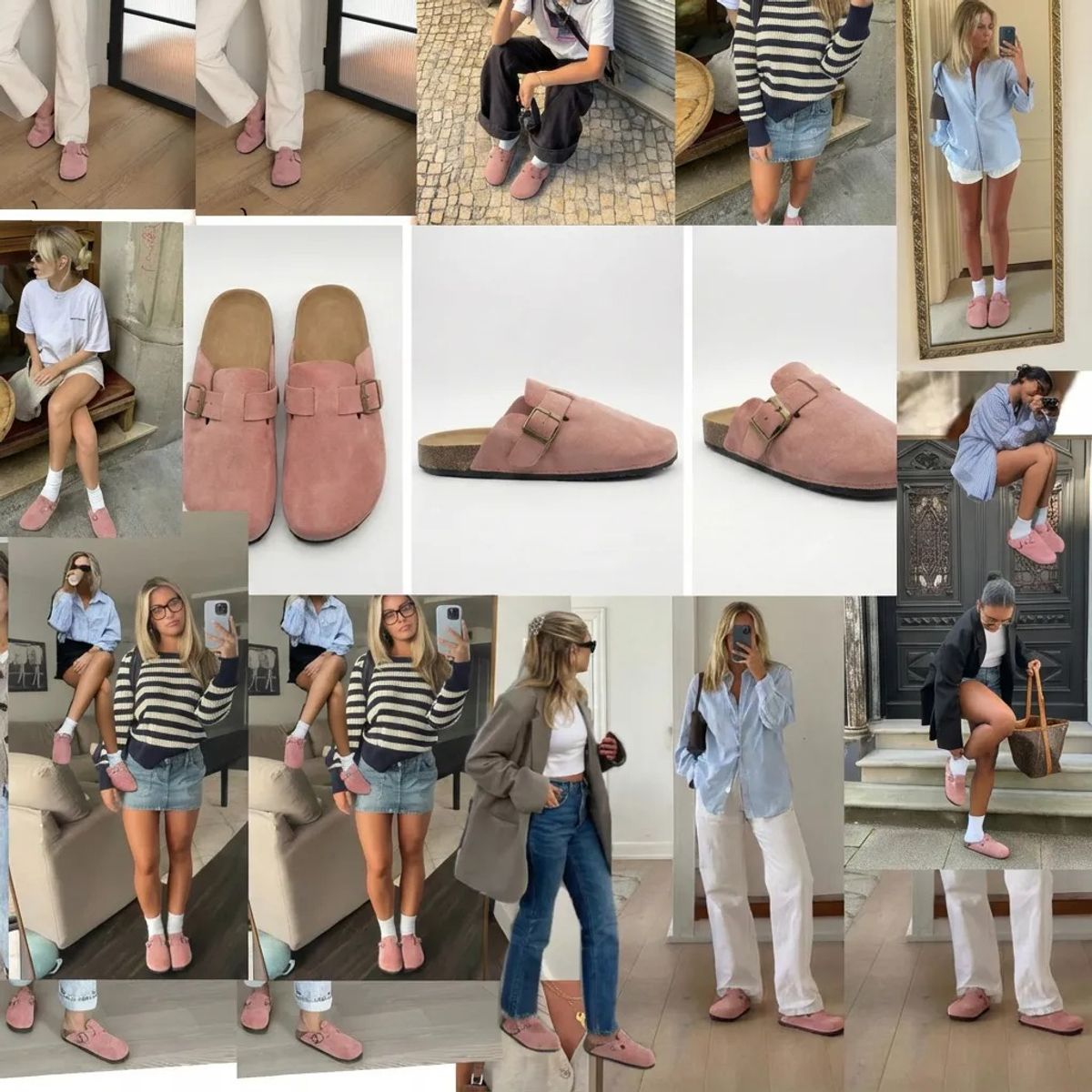 BOVINITA - Zueco Mujer Plataforma Sandalia Rosa Mule Gamuza Liviana