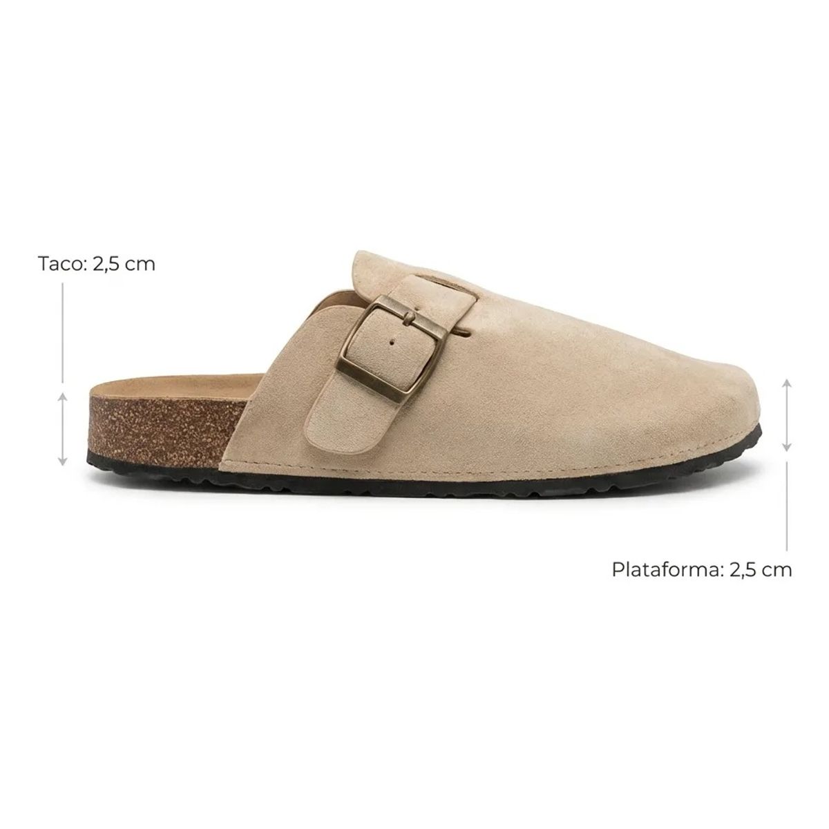 BOVINITA - Zueco Mujer Beige Plataforma Gamuza Liviano Sueco Comoda