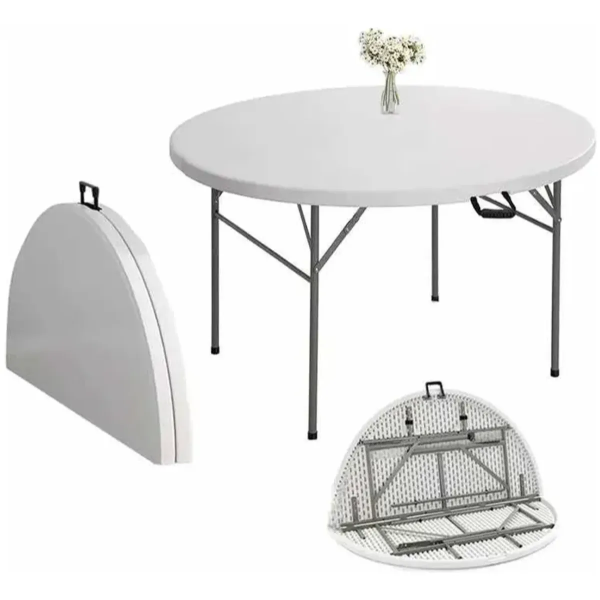 GENERICO - Mesa plegable redonda 1.22mt base dividida Casa Viva