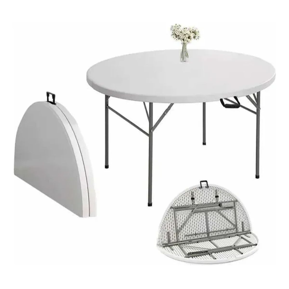 GENERICO - Mesa plegable redonda 1.22mt base dividida Casa Viva