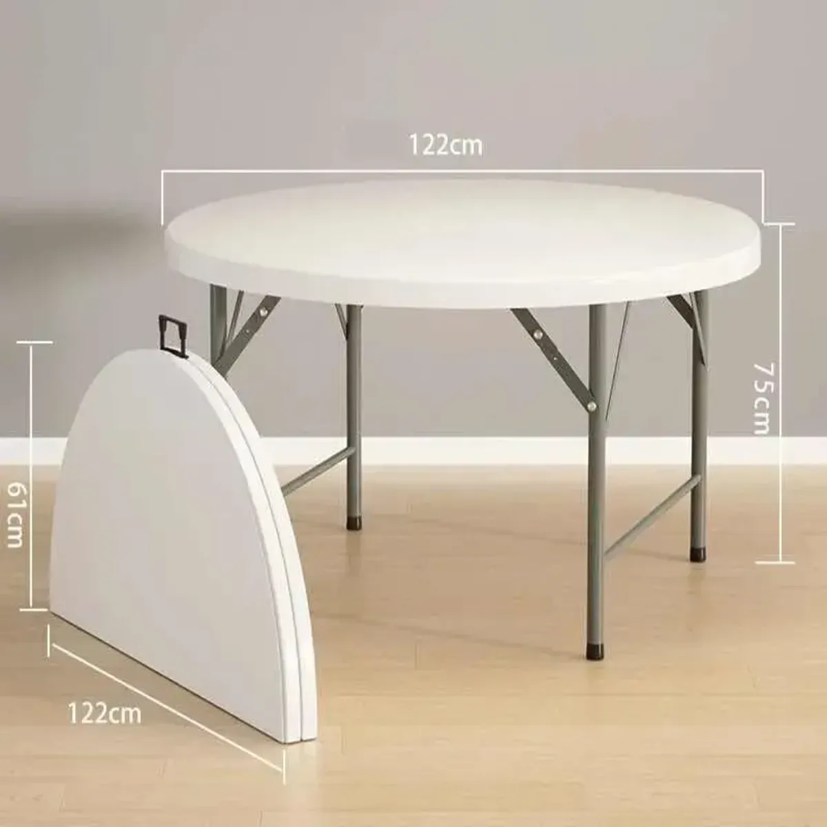 GENERICO - Mesa plegable redonda 1.22mt base dividida Casa Viva