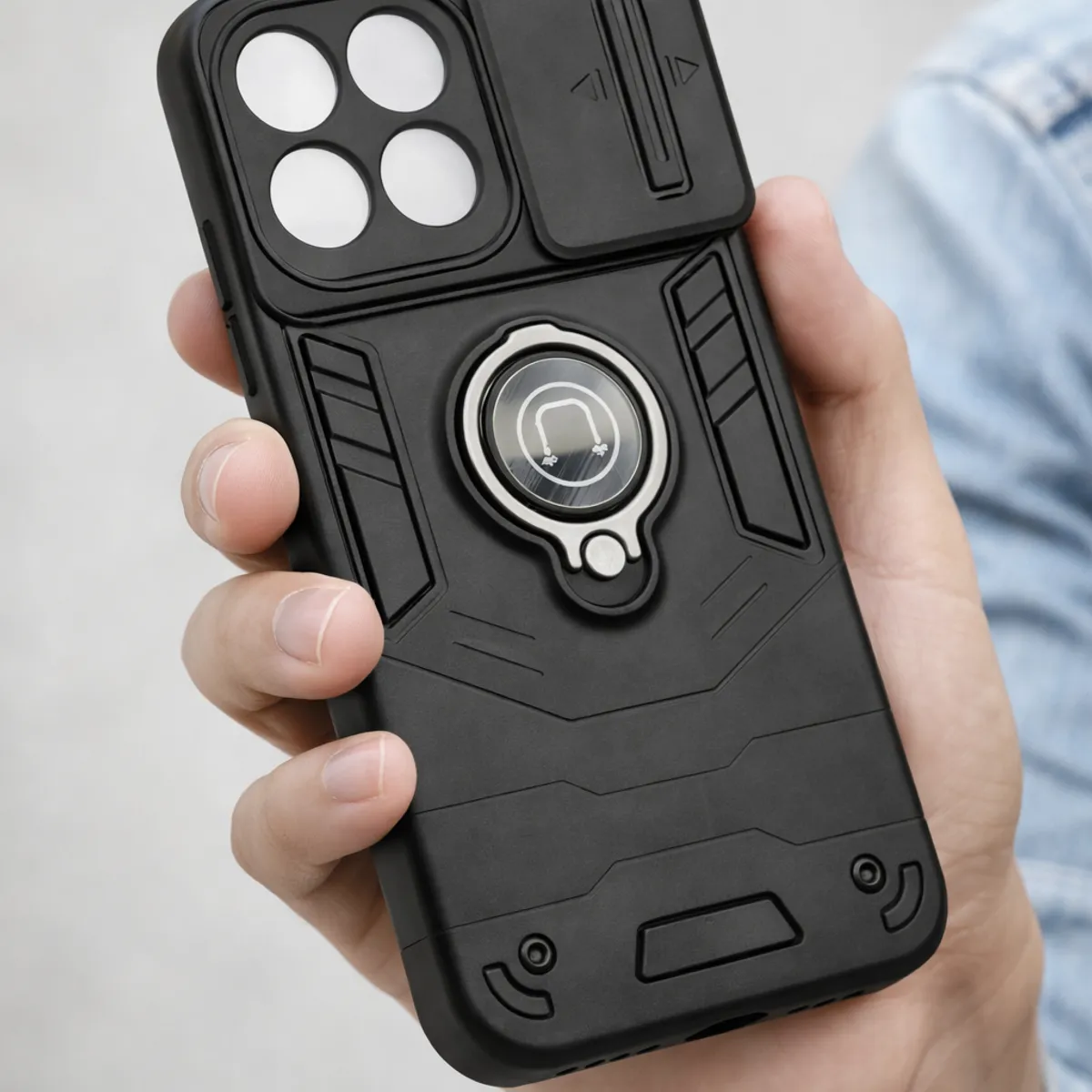 GENERICO - CARCASA PARA XIAOMI REDMI 15C ANILLO CUBRE CAMARA COLOR NEGRO