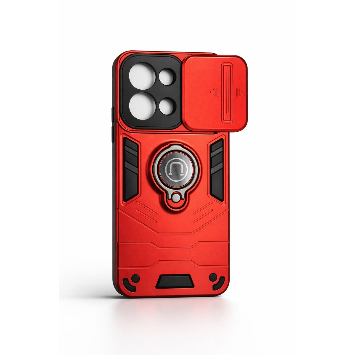 GENERICO - CARCASA PARA XIAOMI REDMI 15C ANILLO CUBRE CAMARA COLOR ROJO