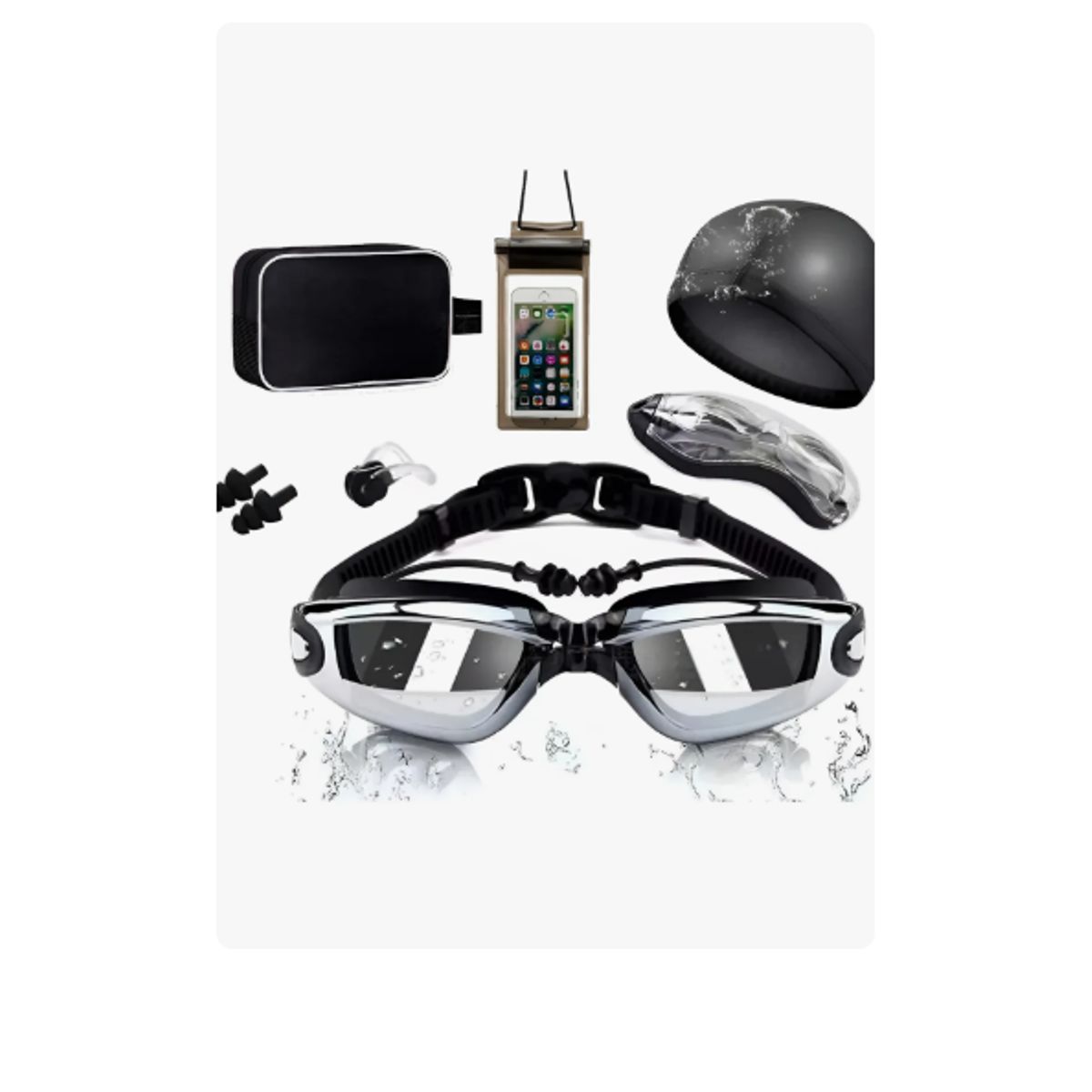 GENERICO - 7 En 1 Kit Gafas De Natación Sin Fugas Protección Uv Negro