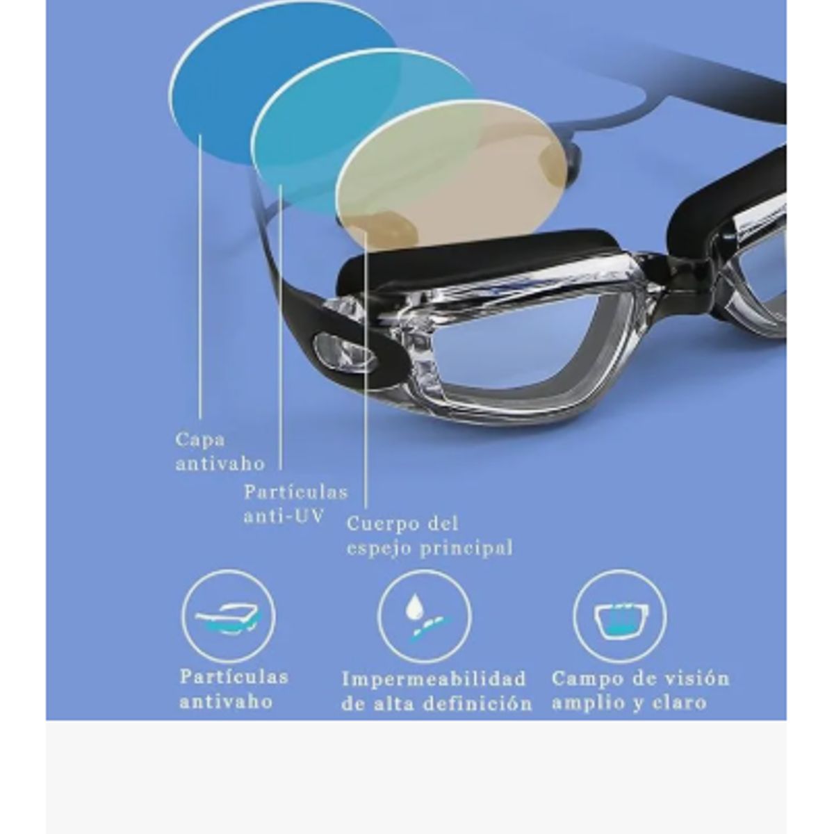 GENERICO - 7 En 1 Kit Gafas De Natación Sin Fugas Protección Uv Negro