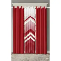 GENERICO - CORTINAS DE TELA 3 PAÑOS 97CM X 220CM C/U ALGODON CON DISEÑO FLECHAS COLOR BURDEO