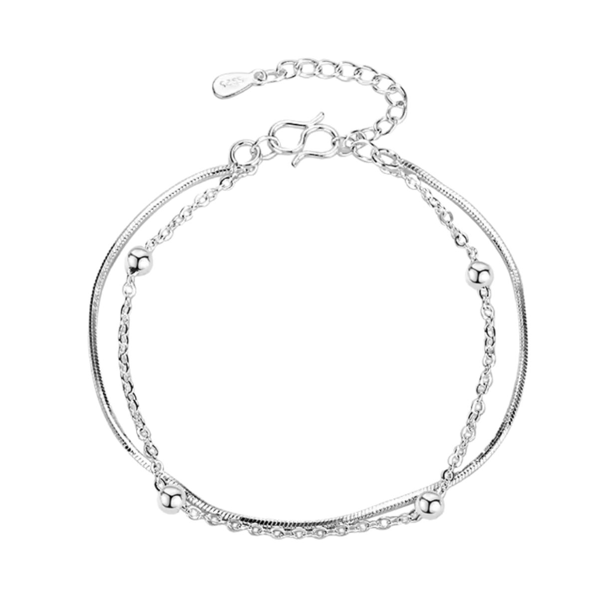 GENERICO - Pulsera Doble Cadena Esferas Aurora