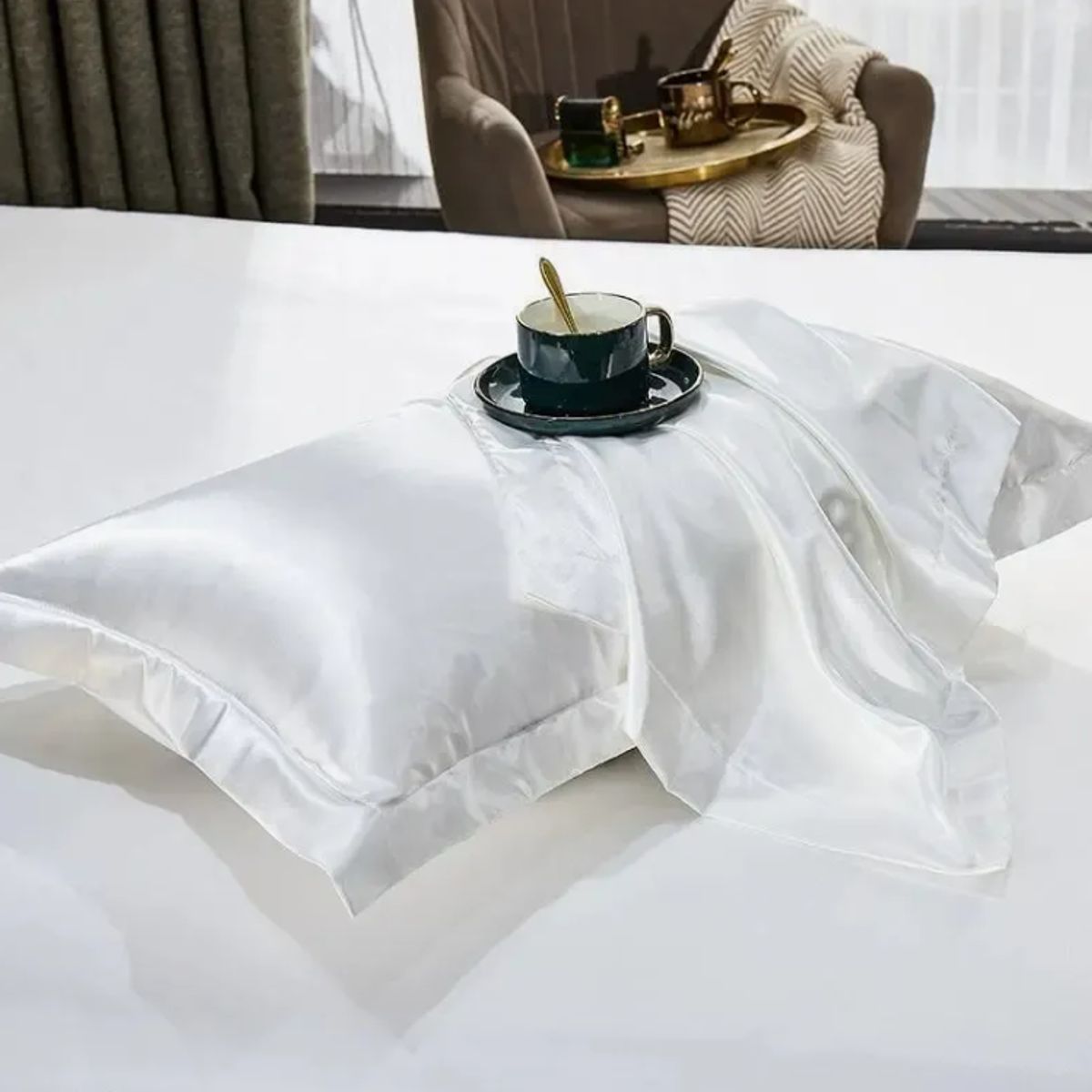 OKAY - Funda Almohada Satin Tipo Seda Set X2 Unidades 76cm x 50cm