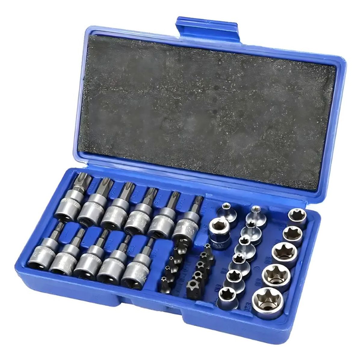 GENERICO - Juego Dados Torx Estrella 3/8 Hembra Macho 34 Pcs Crownman