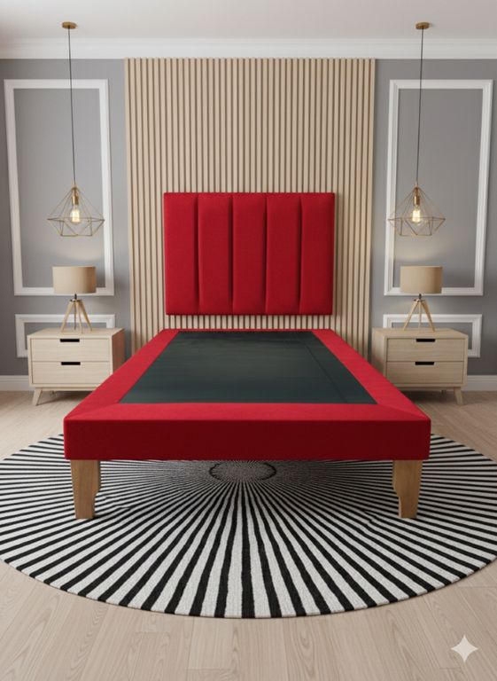CAMA DE PLAZA LINEAL ROJO FELPA