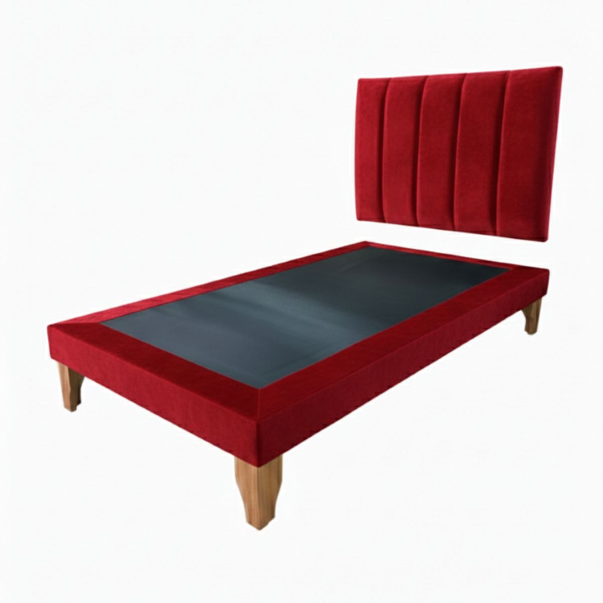 MUEBLES NEW - CAMA DE PLAZA LINEAL ROJO FELPA