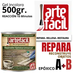 GENERICO - REPARADOR OBJETOS UNIVERSAL EPOXICO - A+B INCOLORO - ARTEFACIL MANUALIDADES - 500G