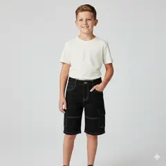 KIBOU - Short Cargo Niño Con Bolsillos Laterales Cómodo