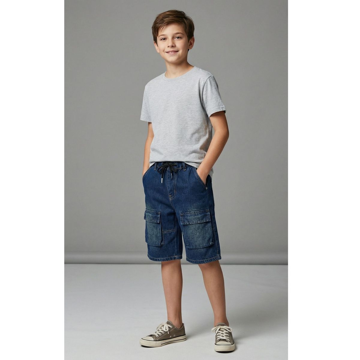 KIBOU - Short Cargo Niño Con Bolsillos Laterales Cómodo