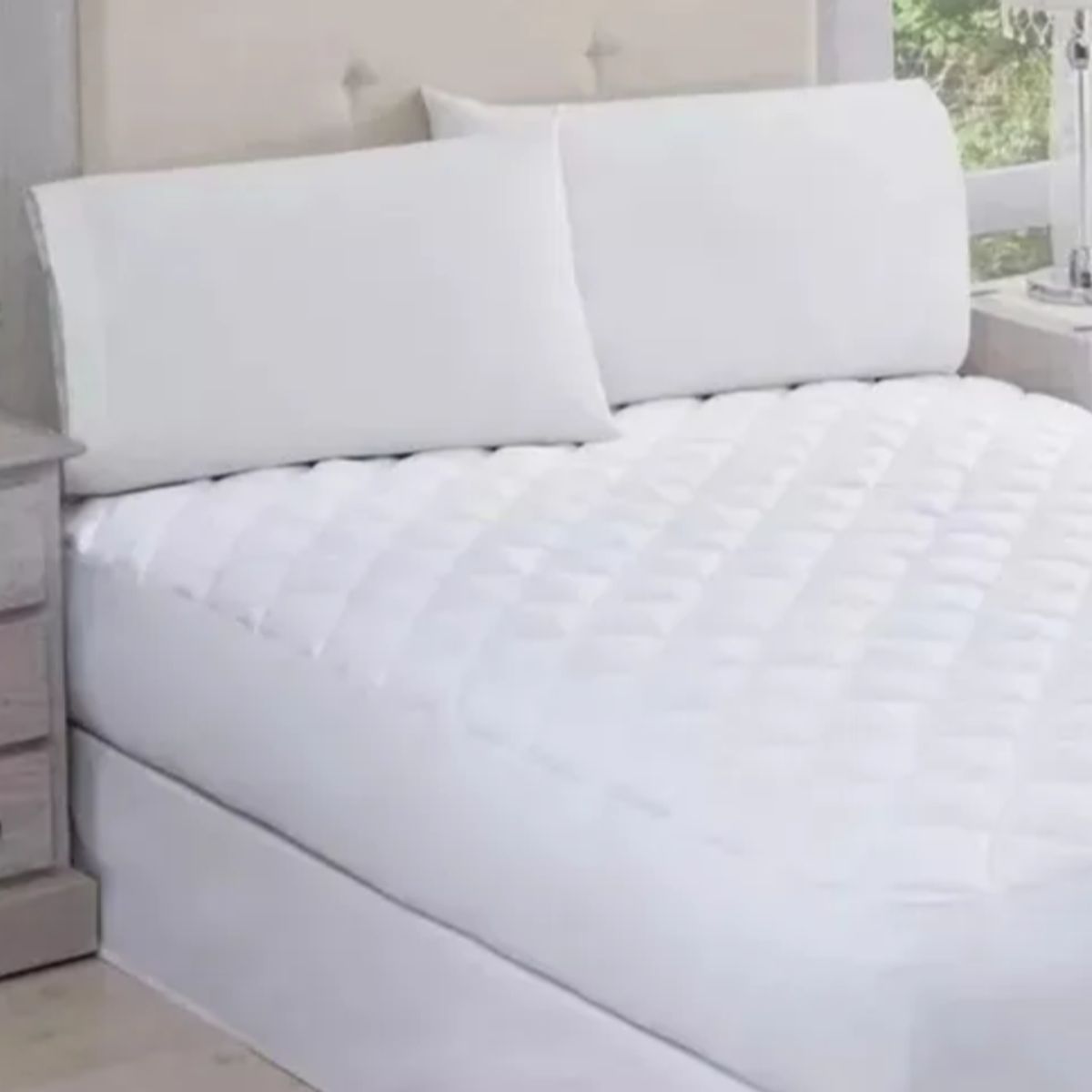 OKAY - Cubre Colchón King 180x200+35 No Impermeable Blanco Liso King