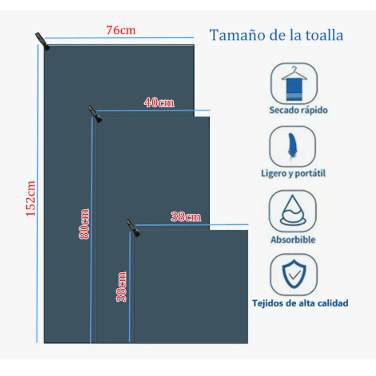GENERICO - Toalla Baño De Microfibra De Deportiva Y Secado Rápido 3pcs