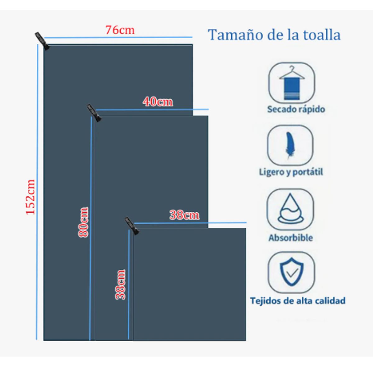GENERICO - Toalla Baño De Microfibra De Deportiva Y Secado Rápido 3pcs