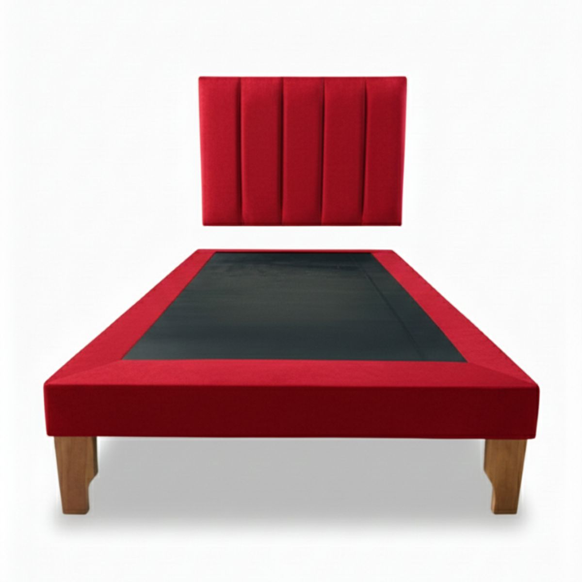 MUEBLES NEW - CAMA PLAZA Y MEDIA LINEAL ROJO FELPA