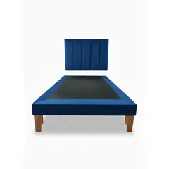 MUEBLES NEW - CAMA PLAZA Y MEDIA LINEAL AZUL FELPA