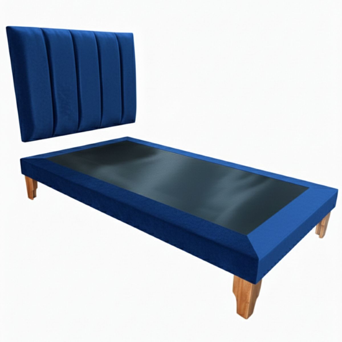MUEBLES NEW - CAMA PLAZA Y MEDIA LINEAL AZUL FELPA