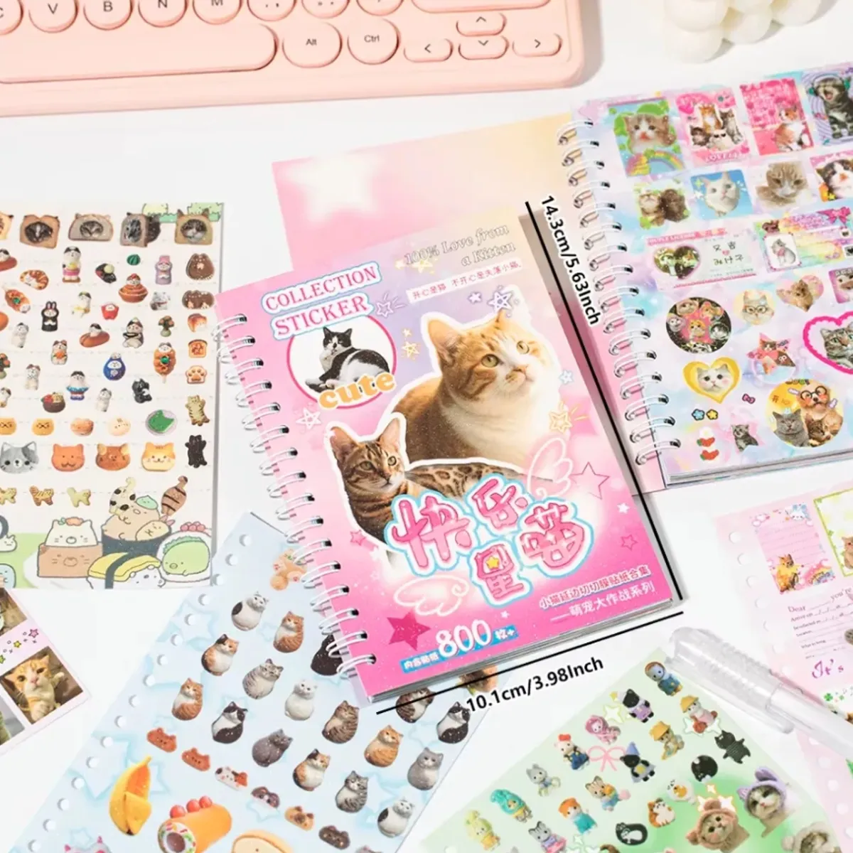 GENERICO - Libro Pegatinas 800 Stickers De Gatos Kawaii 30 Paginas