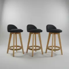 GENERICO - Silla de Bar x 3 Un modelo Marsella alto 63 cm Negro