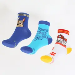 PAW PATROL - Tripack Calcetines Niño Azul Chase & Marshall