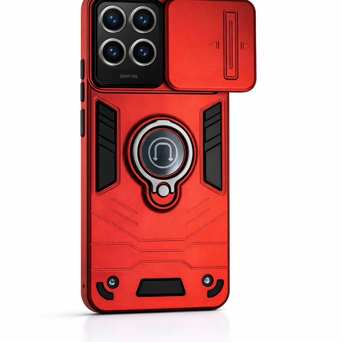 GENERICO - CARCASA PARA MOTOROLA G56 ANILLO CUBRE CAMARA COLOR ROJO