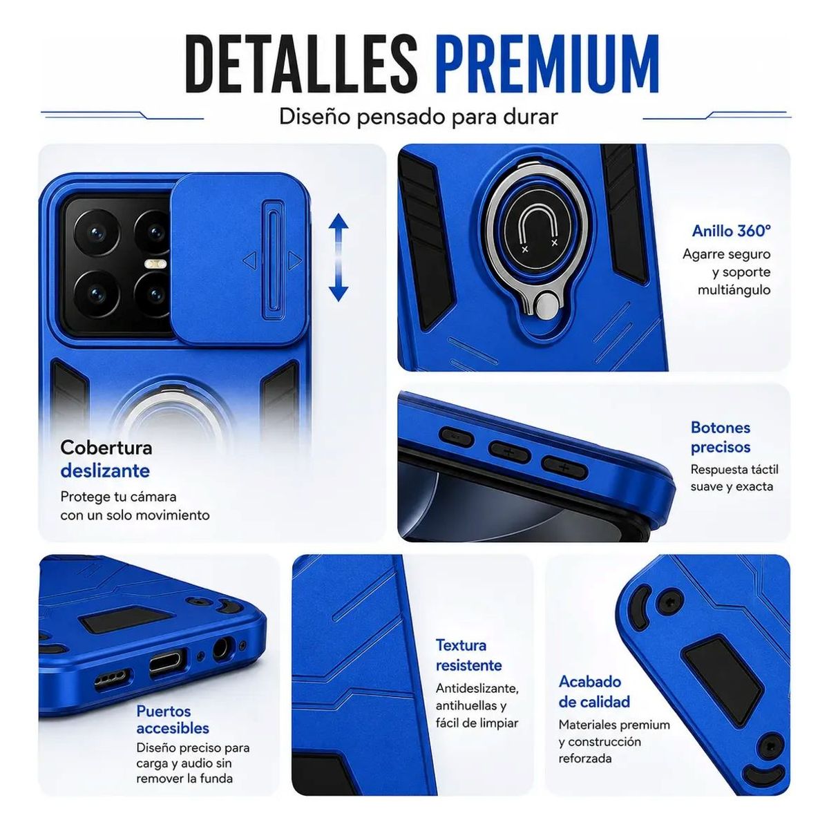 GENERICO - CARCASA PARA MOTOROLA G56 ANILLO CUBRE CAMARA COLOR AZUL