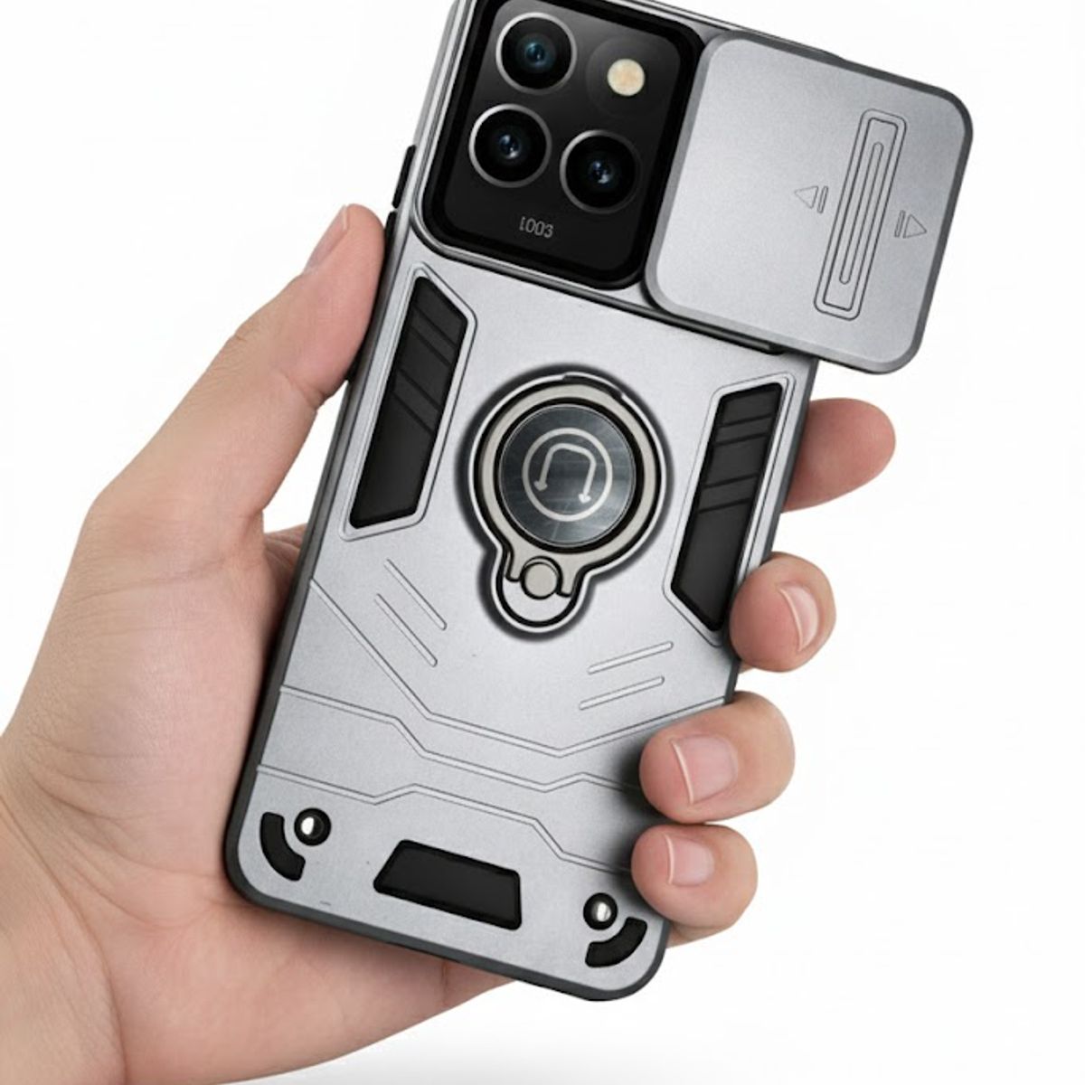 GENERICO - CARCASA PARA MOTOROLA G56 ANILLO CUBRE CAMARA COLOR GRIS