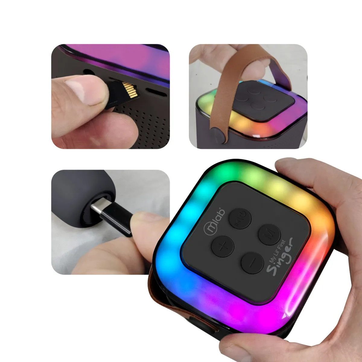 MLAB - Mini Parlante Karaoke Infantil BK Con 2 Microfonos Inalambricos Mlab