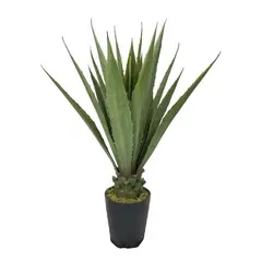 COREL - Agave Verde Acerrado de 98cm Artificial - Estilo Natural para Interiores y Vitrinas