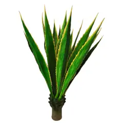 COREL - Agave Verde-Amarillo 135cm Artificial - Estilo Natural para Interiores y Vitrinas