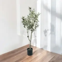 COREL - Árbol Artificial de Olivo 120cm Artificial - Estilo Natural para Interiores y Vitrinas