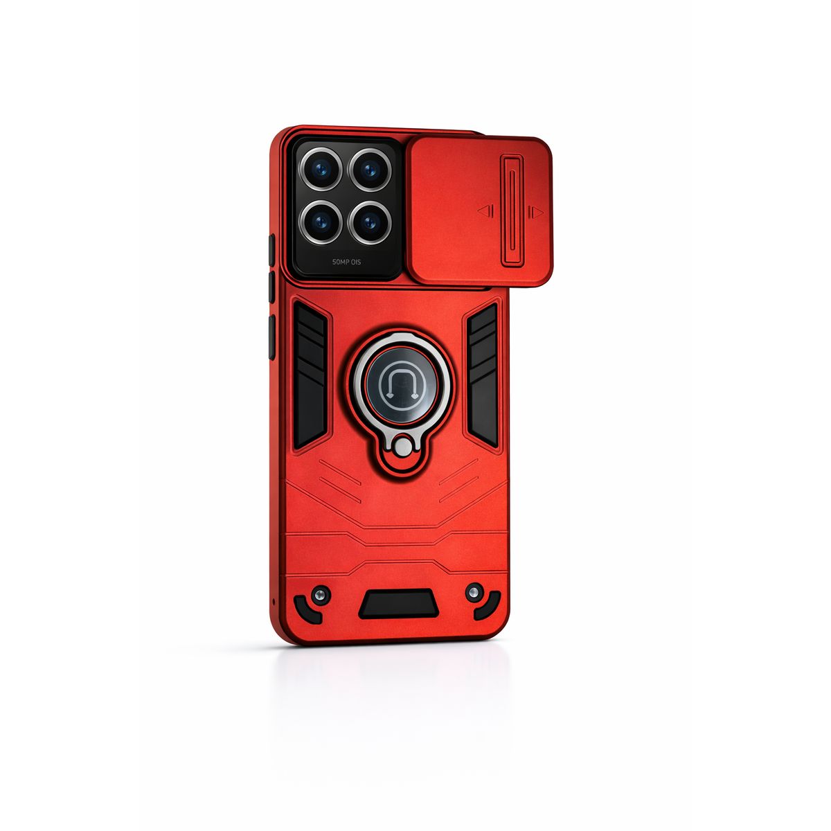 GENERICO - CARCASA PARA MOTOROLA G86 POWER ANILLO CUBRE CAMARA COLOR ROJO
