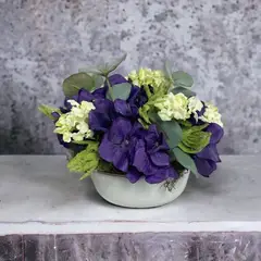 COREL - Arreglo De Hortensia Morada Artificial - Estilo Natural para Interiores y Vitrinas