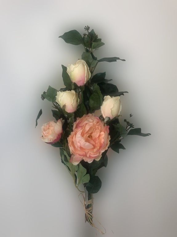 Arreglo de Rosas Damasco/Rosa Artificial - Estilo Natural para Interiores y Vitrinas