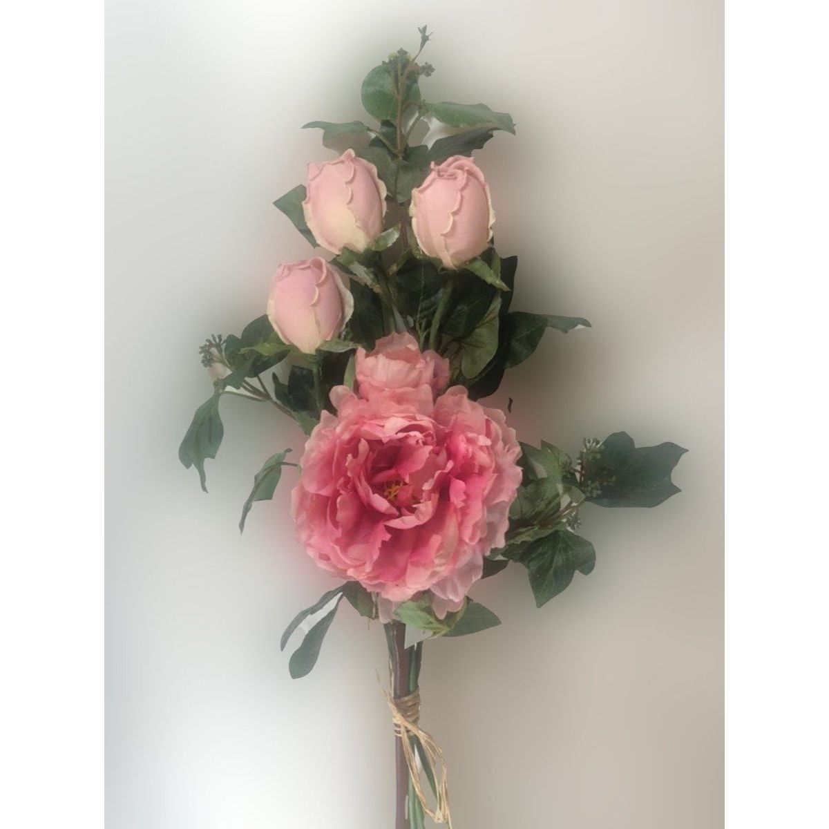 COREL - Arreglo de rosas rosada Artificial - Estilo Natural para Interiores y Vitrinas