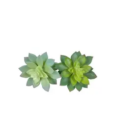COREL - Cactus Echeveria Gris 14cm Artificial - Estilo Natural para Interiores y Vitrinas