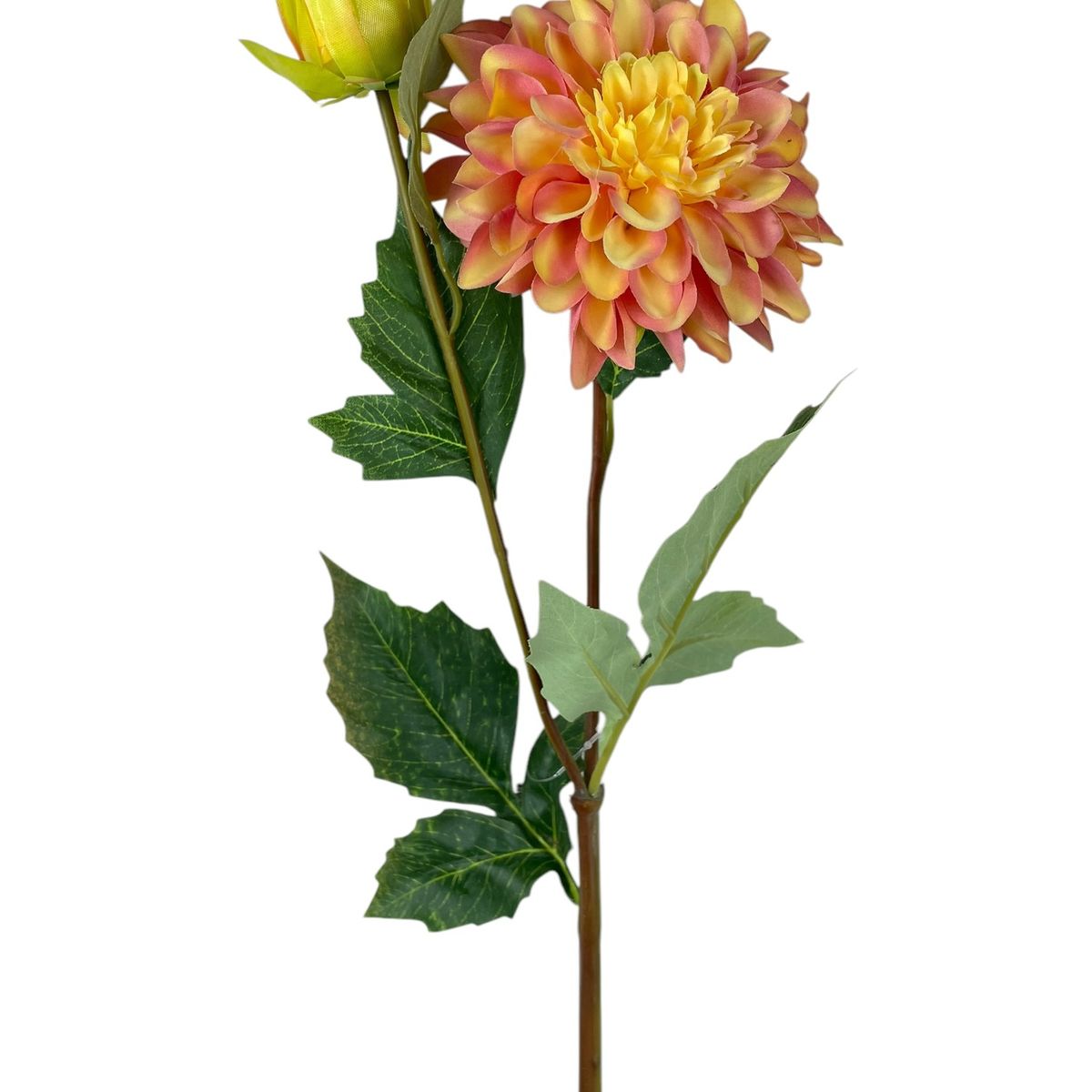 COREL - Dahlia Naranja Rosa de 68 cm Artificial - Estilo Natural para Interiores y Vitrinas