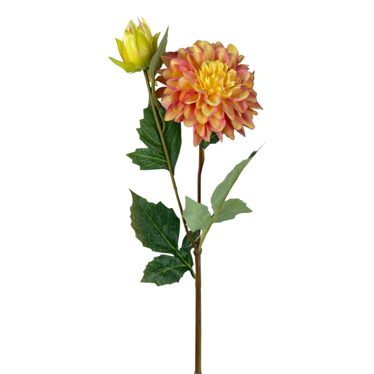 COREL - Dahlia Naranja Rosa de 68 cm Artificial - Estilo Natural para Interiores y Vitrinas
