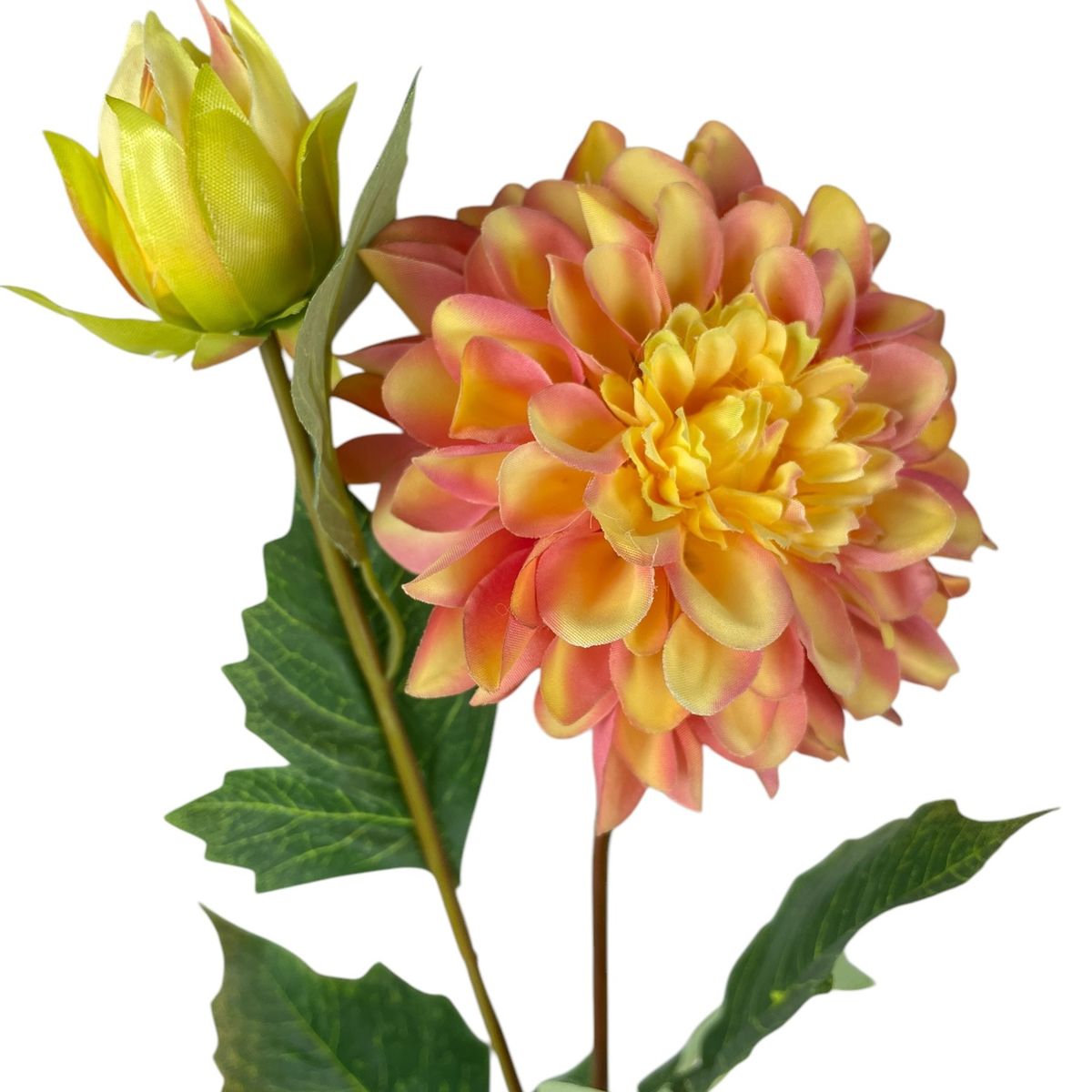 COREL - Dahlia Naranja Rosa de 68 cm Artificial - Estilo Natural para Interiores y Vitrinas