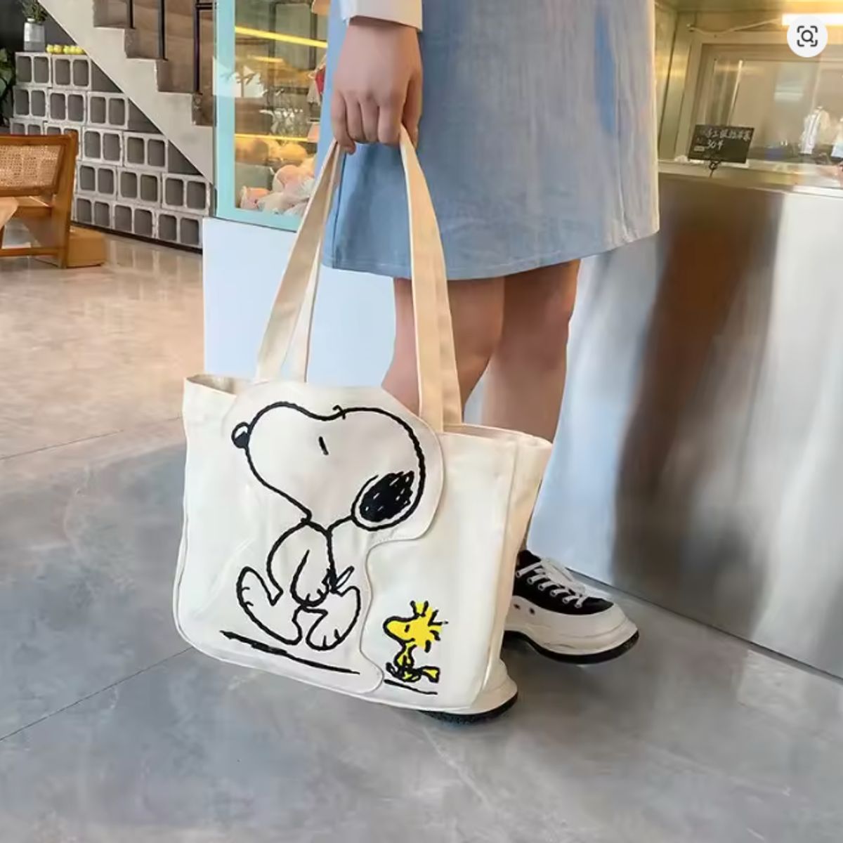 GENERICO - Cartera Bolso De Lona Snoopy Con Cierre (35 X 29 Cm)